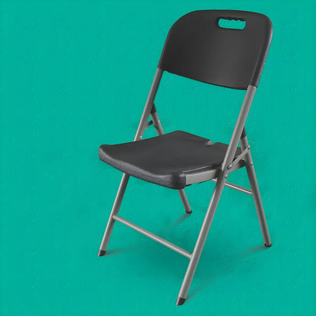 Armless Modern Folding Metal Frame Plastic Office Chair Image - 2