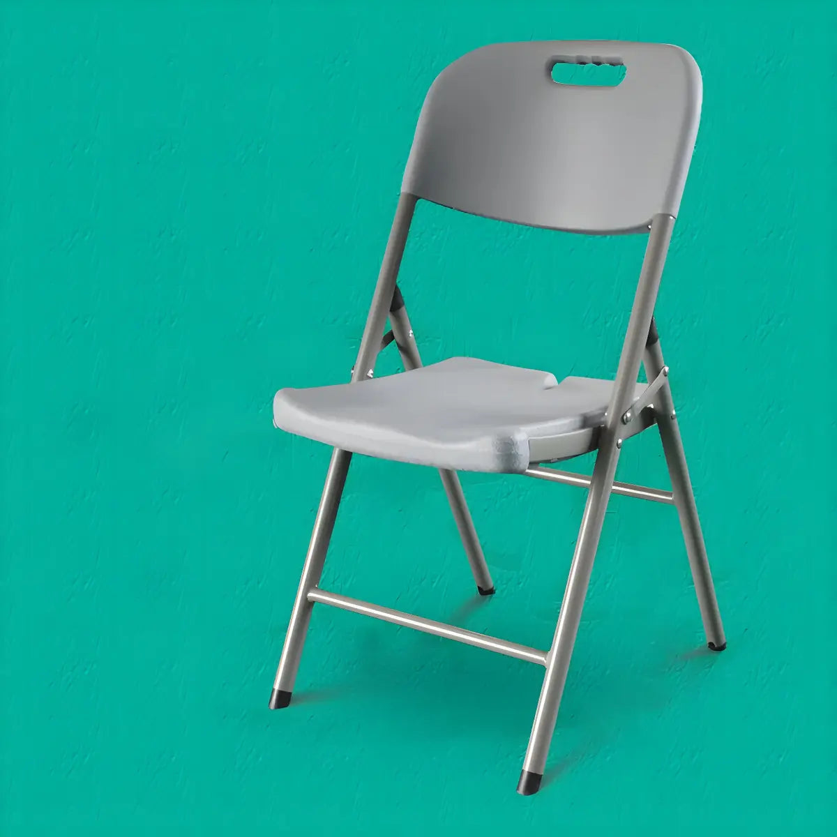 Armless Modern Folding Metal Frame Plastic Office Chair Image - 3