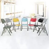 Armless Modern Folding Metal Frame Plastic Office Chair Image - 4