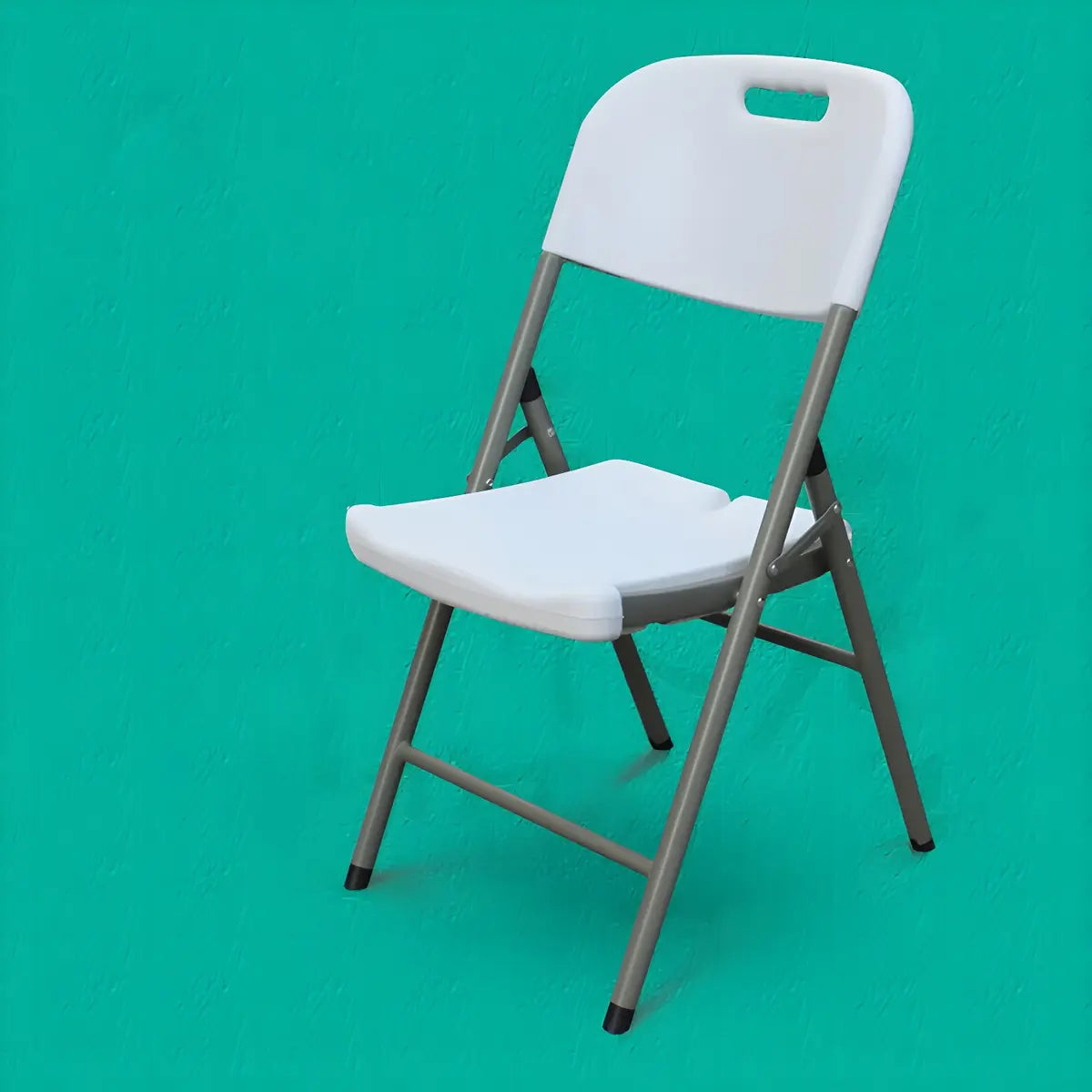 Armless Modern Folding Metal Frame Plastic Office Chair Image - 5