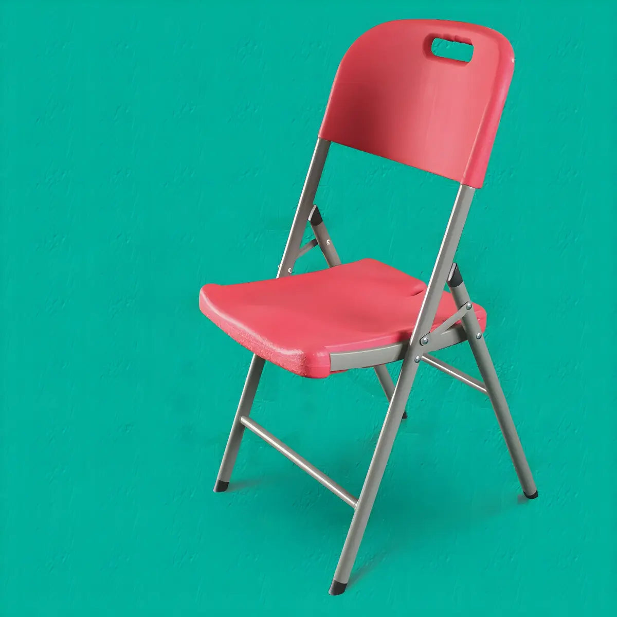 Armless Modern Folding Metal Frame Plastic Office Chair Image - 7