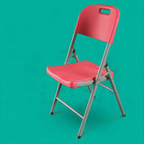 Armless Modern Folding Metal Frame Plastic Office Chair Image - 7