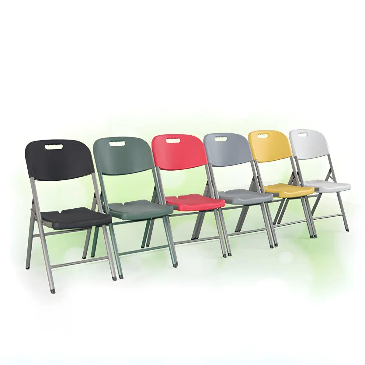 Armless Modern Folding Metal Frame Plastic Office Chair Image - 8
