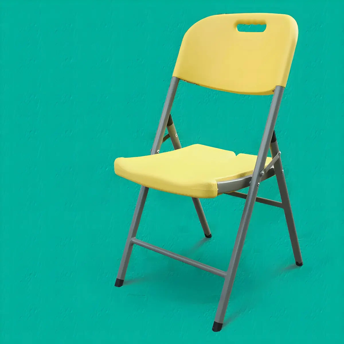 Armless Modern Folding Metal Frame Plastic Office Chair Image - 9