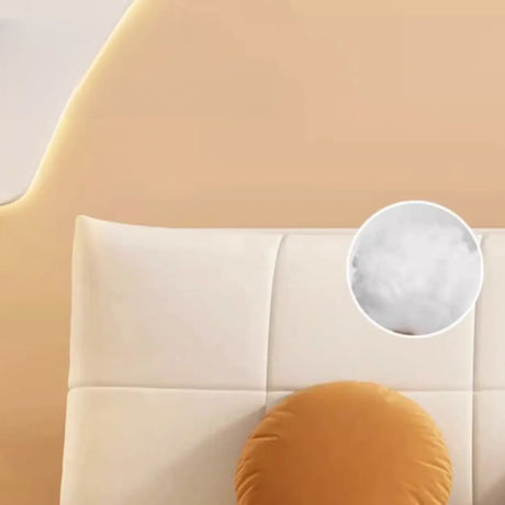Armless Pillow Back White Cushioned Fabric Futon Bed Sofa Image - 9