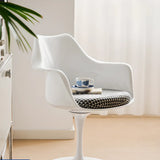 Armless Polyurethane Tulip White Metal Dining Chair Image - 7
