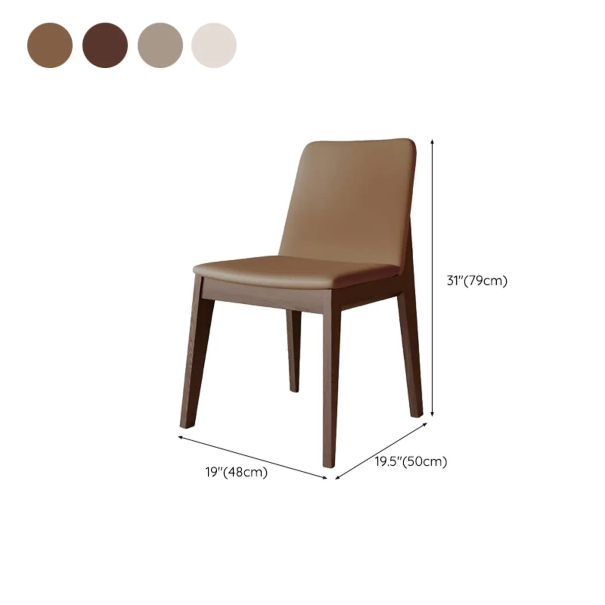 Armless Square Upholstered Wood Dining Chair Beige 