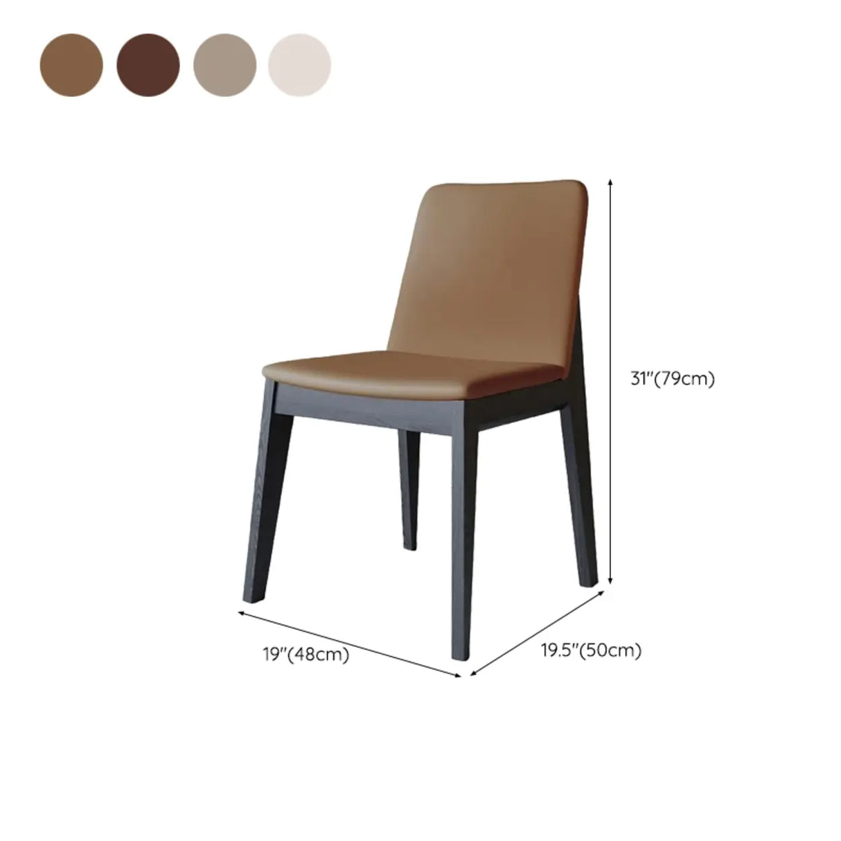 Armless Square Upholstered Wood Dining Chair Beige Image - 15