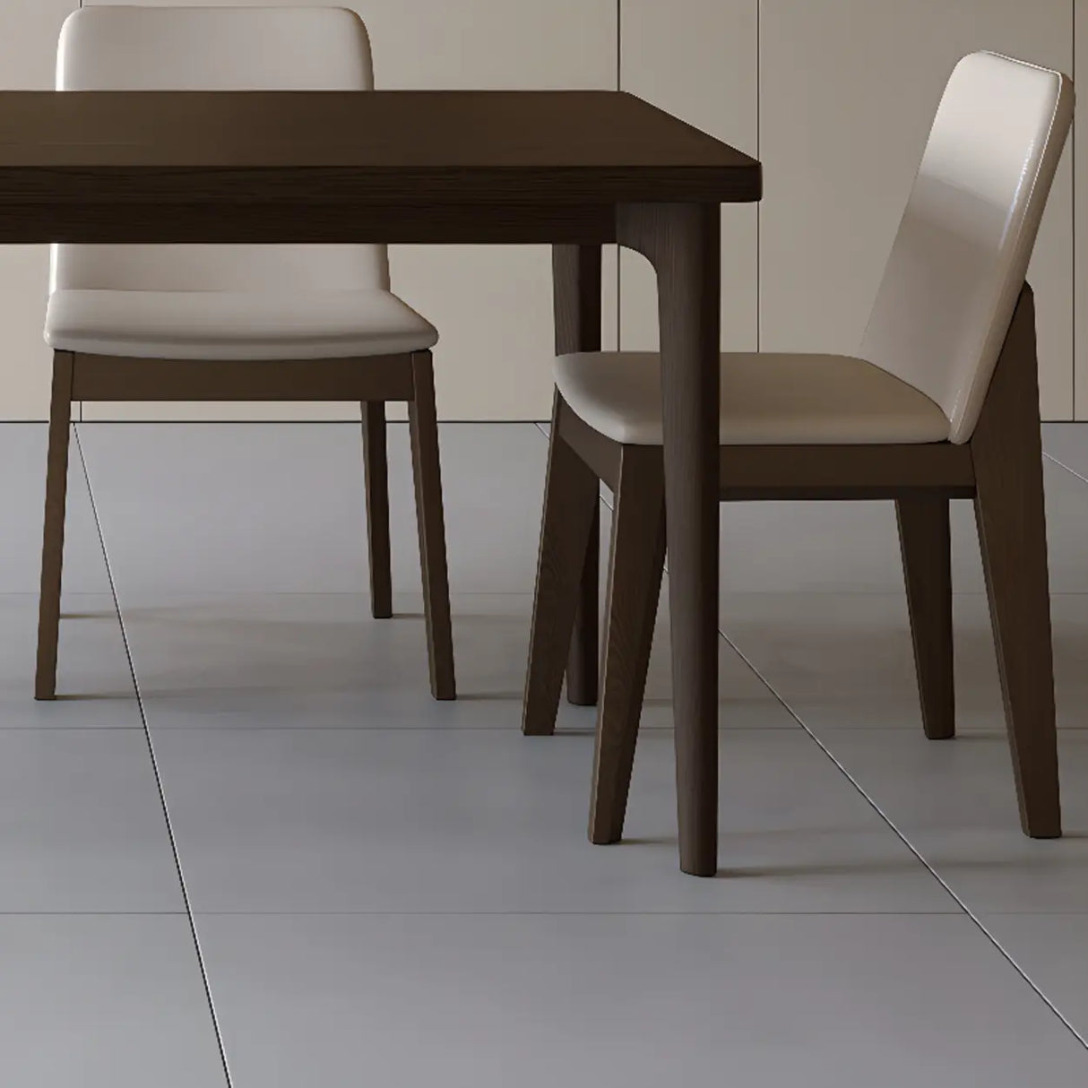 Armless Square Upholstered Wood Dining Chair Beige Image - 8