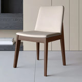 Armless Square Upholstered Wood Dining Chair Beige Image - 9