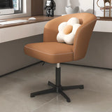 Art Deco AdjustableLeather Swivel Caramel Office Chair Image - 1