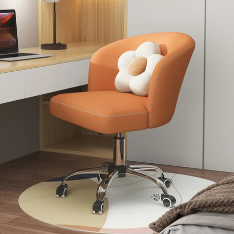 Art Deco AdjustableLeather Swivel Caramel Office Chair Image - 9