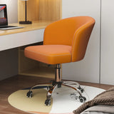 Art Deco AdjustableLeather Swivel Caramel Office Chair Image - 2