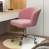 Art Deco AdjustableLeather Swivel Caramel Office Chair Image - 4