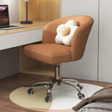 Art Deco AdjustableLeather Swivel Caramel Office Chair Image - 17