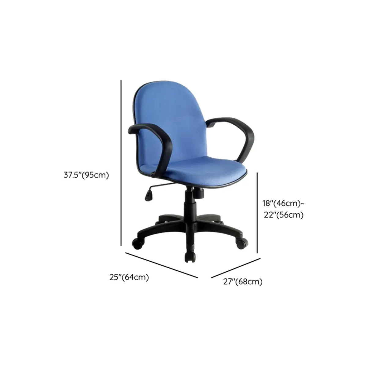 Art Deco Blue Ergonomic Comfort Upholstered Office Chair Image - 10