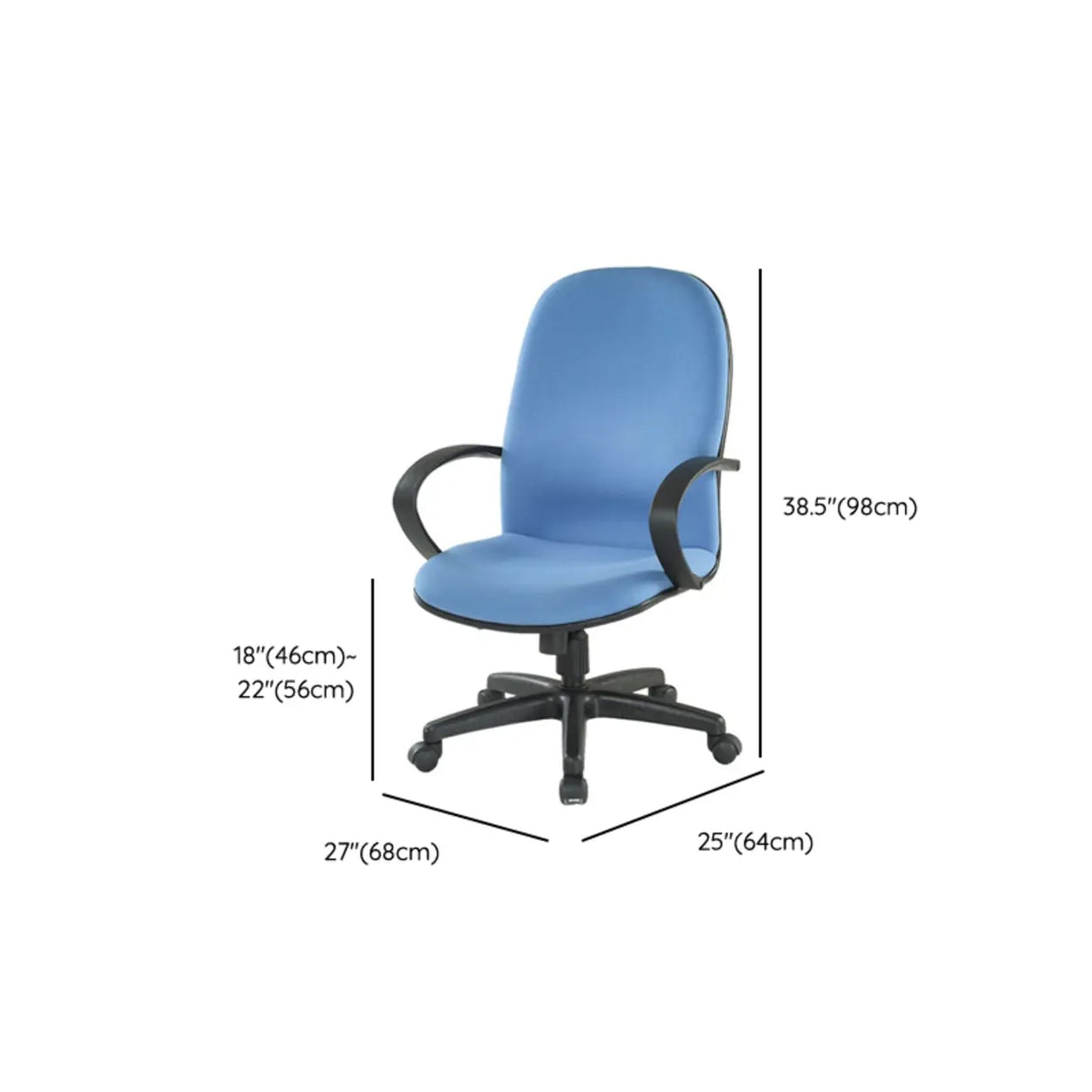 Art Deco Blue Ergonomic Comfort Upholstered Office Chair Image - 11