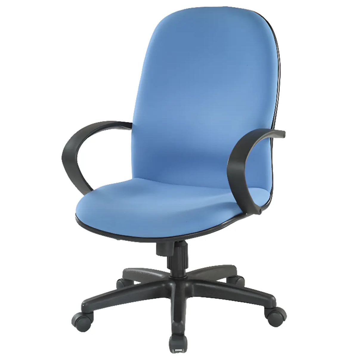Art Deco Blue Ergonomic Comfort Upholstered Office Chair Image - 5