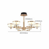 Art Deco Cylinder Gold Metal Living Room Glass Chandelier #size