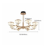 Art Deco Cylinder Gold Metal Living Room Glass Chandelier Image - 16