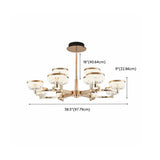 Art Deco Cylinder Gold Metal Living Room Glass Chandelier Image - 17