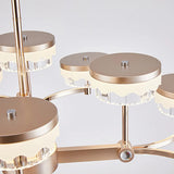 Art Deco Cylinder Gold Metal Living Room Glass Chandelier Image - 9