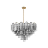 Art Deco Elegant Tiered Cascading Glass Chandelier Image - 30