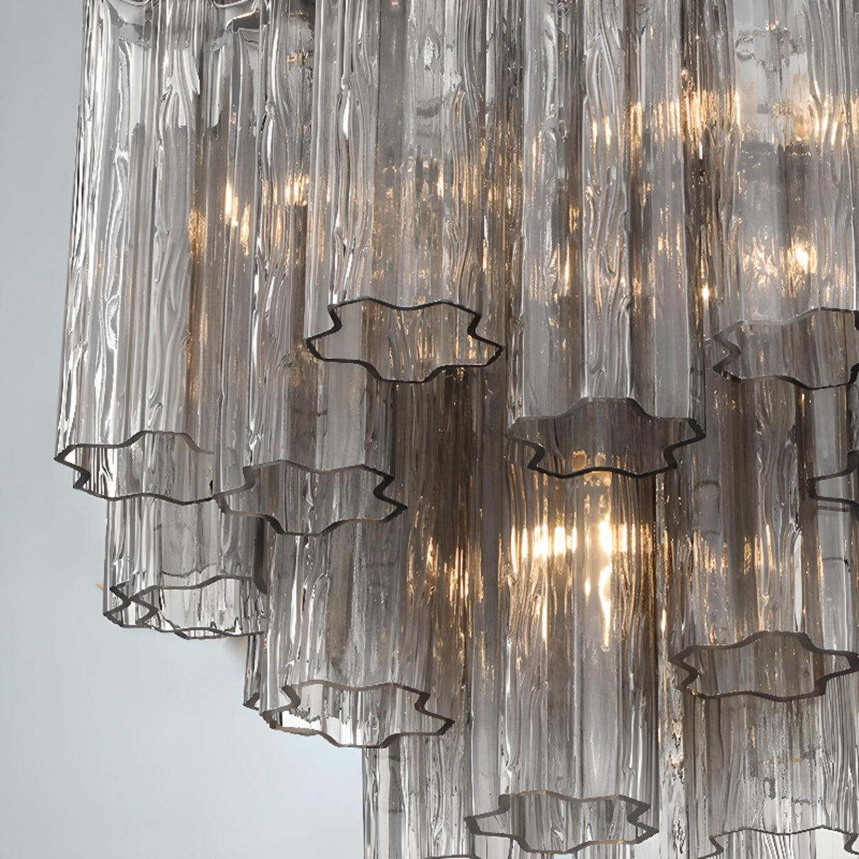 Art Deco Elegant Tiered Cascading Glass Chandelier Image - 8