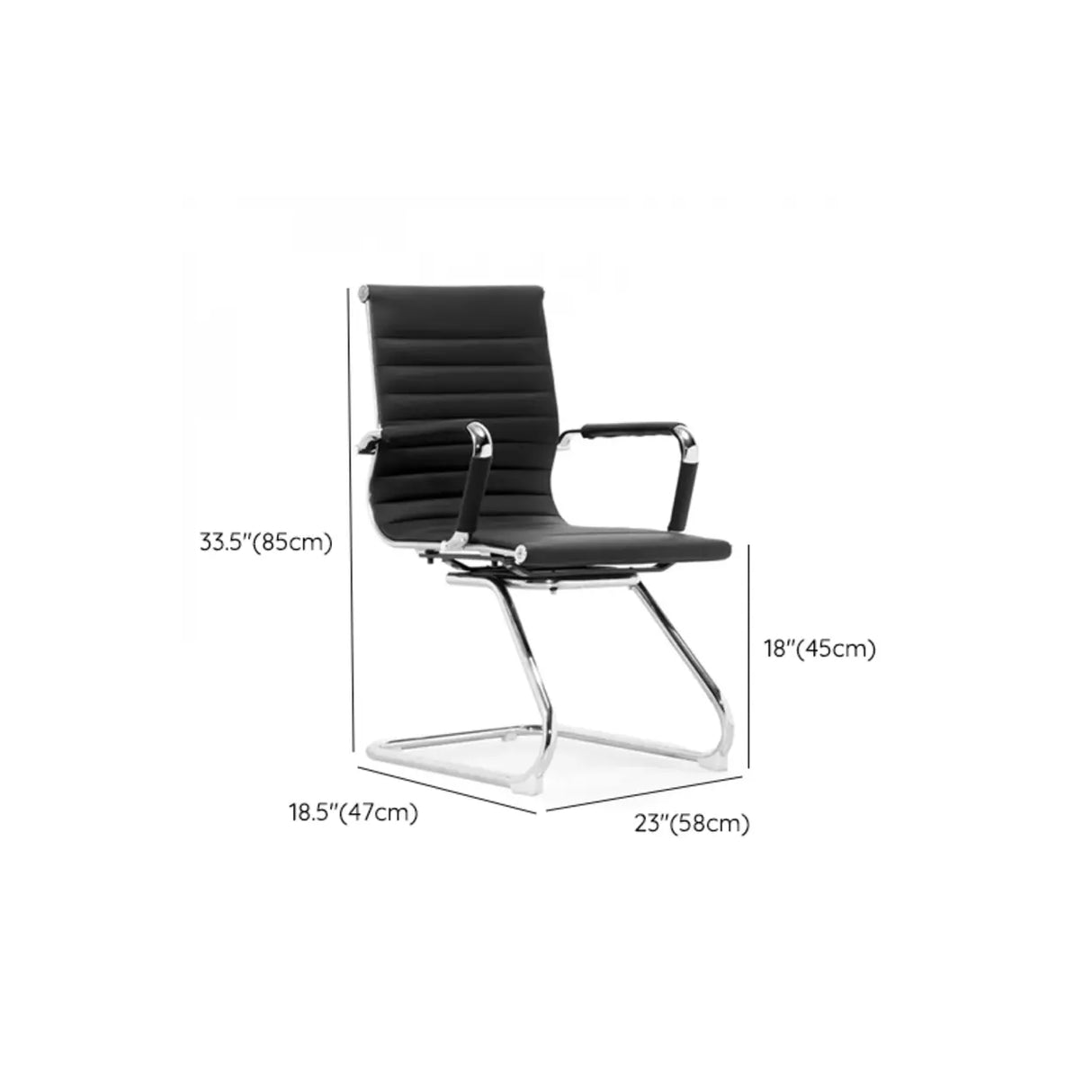Art Deco Ergonomic Black Leather Fixed Arms Office Chair Image - 13