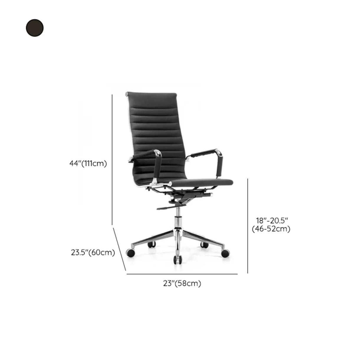 Art Deco Ergonomic Black Leather Fixed Arms Office Chair Image - 14