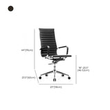 Art Deco Ergonomic Black Leather Fixed Arms Office Chair Image - 14