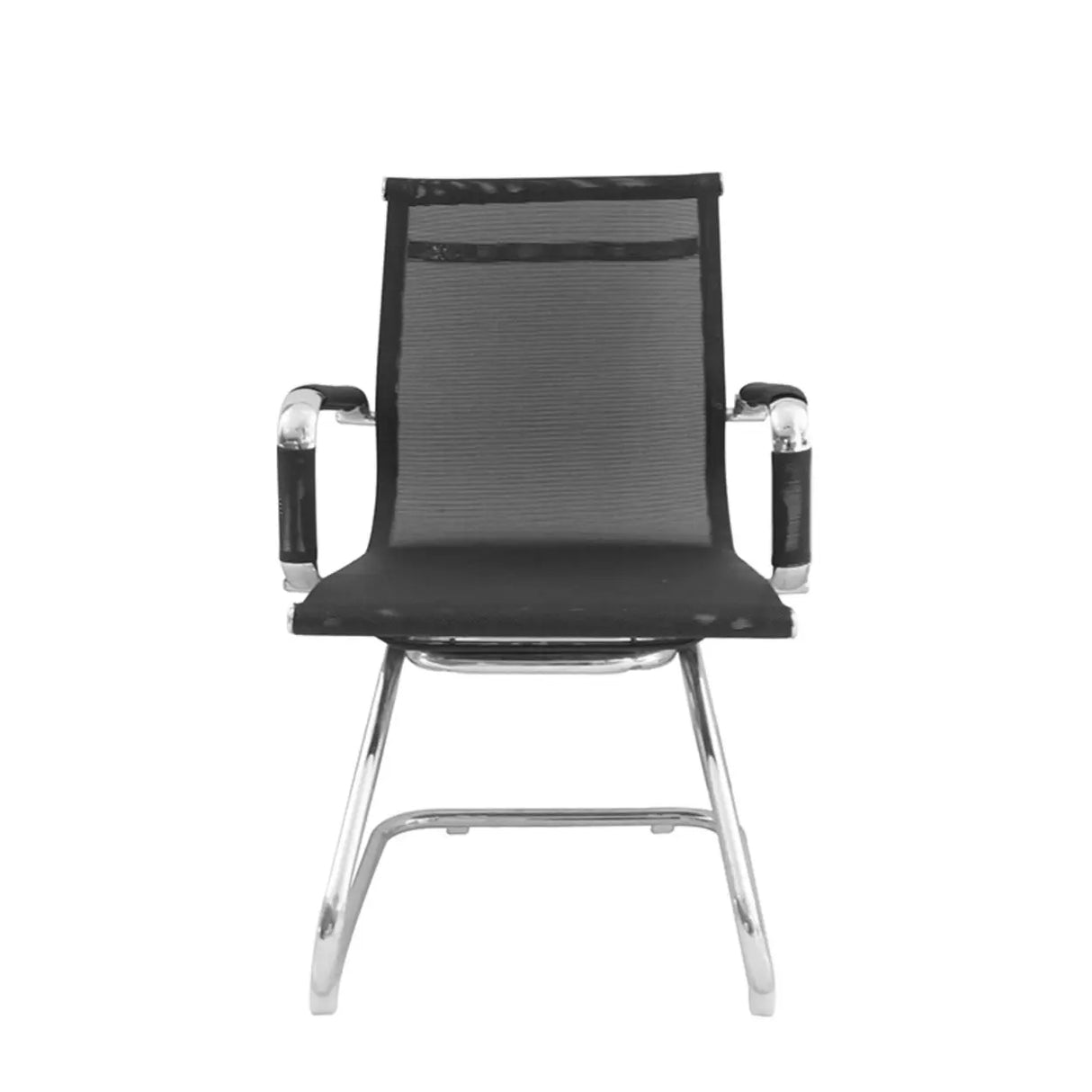 Art Deco Ergonomic Black Leather Fixed Arms Office Chair Image - 9