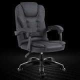 Art Deco Ergonomic Leather Office Chair with Headrest Image - 2