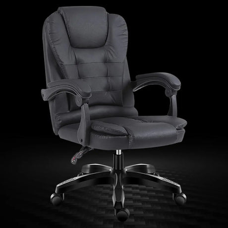 Art Deco Ergonomic Leather Office Chair with Headrest Image - 2