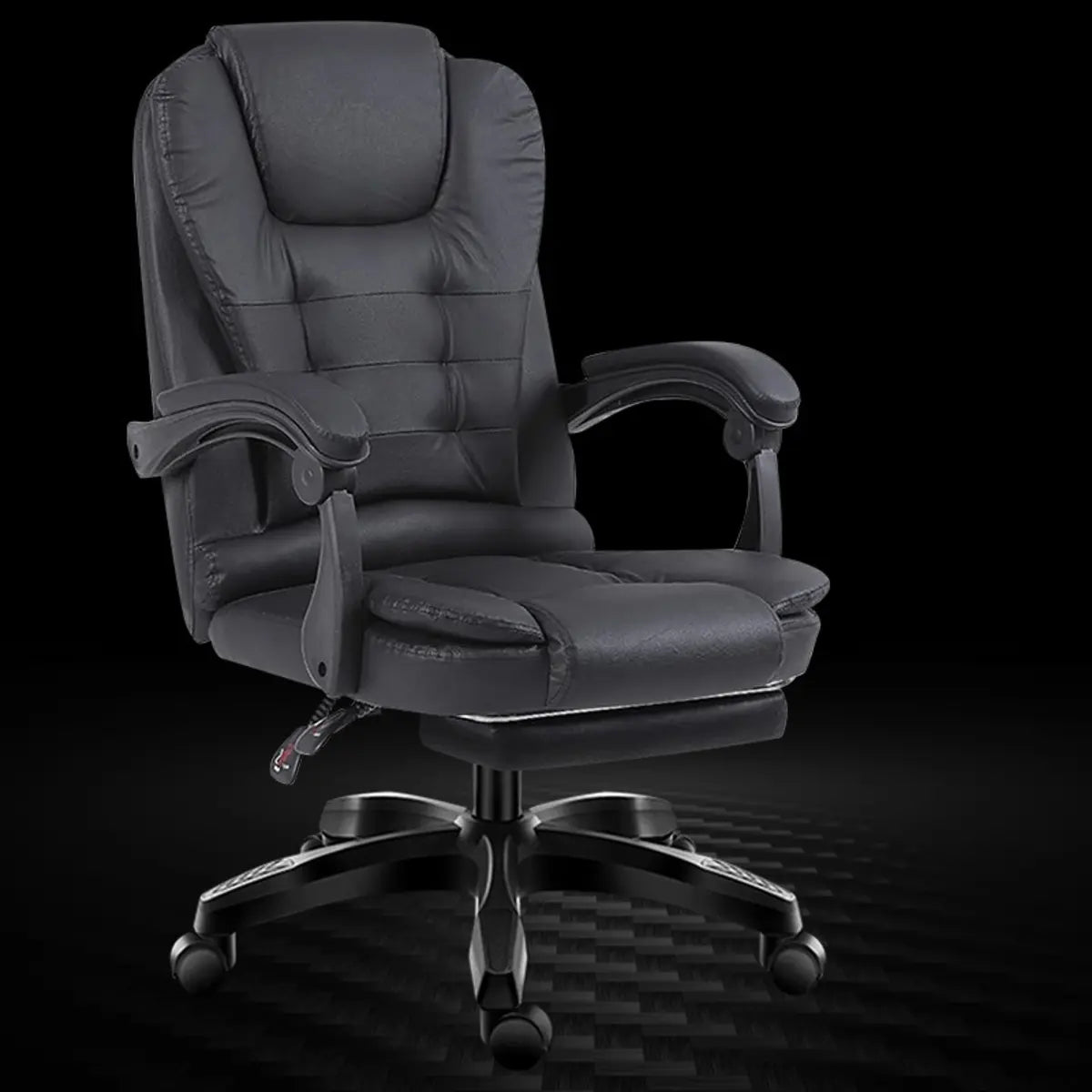 Art Deco Ergonomic Leather Office Chair with Headrest Image - 3