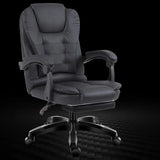 Art Deco Ergonomic Leather Office Chair with Headrest Image - 3