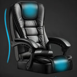 Art Deco Ergonomic Leather Office Chair with Headrest Image - 6
