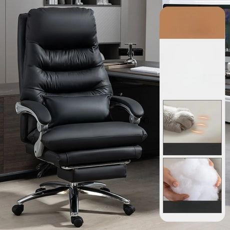 Art Deco Ergonomic Reclining Faux Leather Office Chair Image - 2