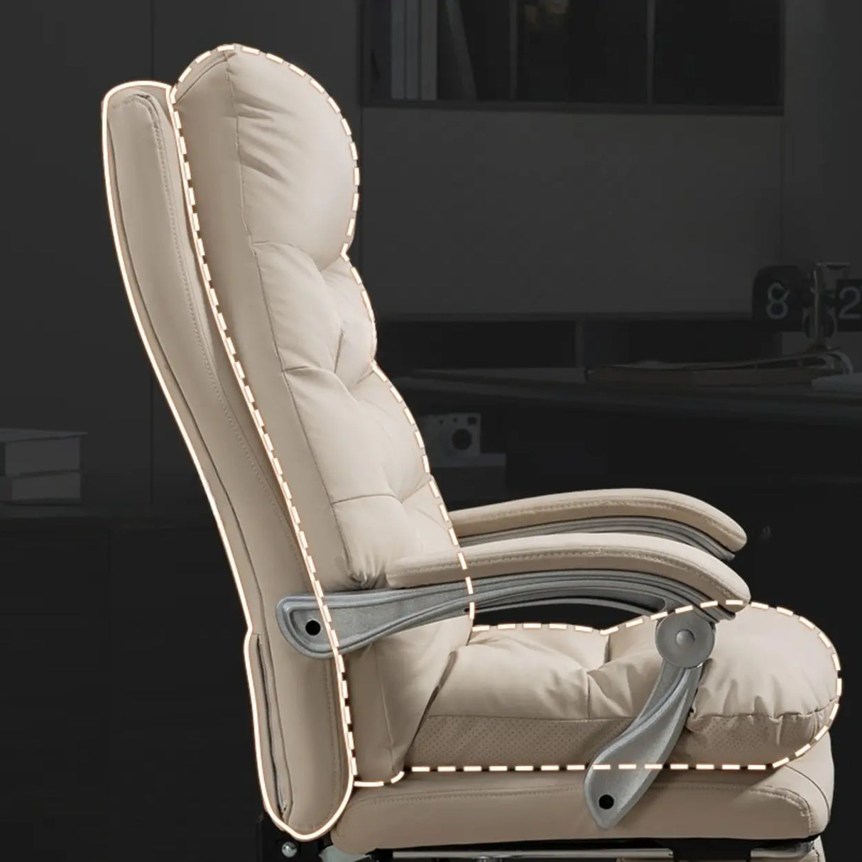 Art Deco Ergonomic Reclining Faux Leather Office Chair Image - 6