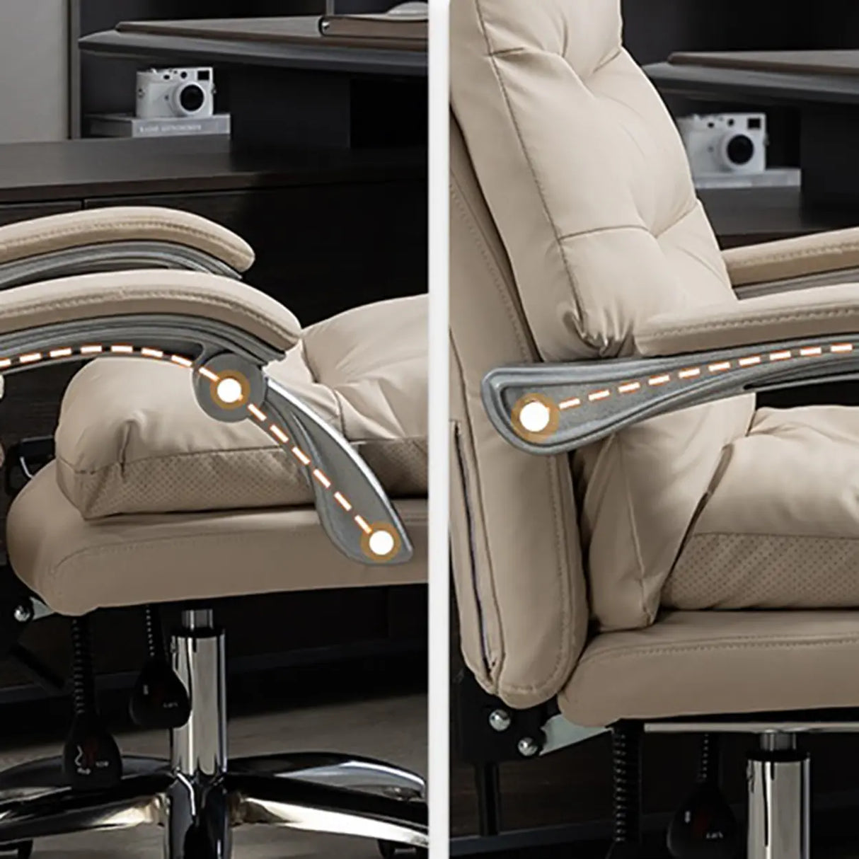 Art Deco Ergonomic Reclining Faux Leather Office Chair Image - 7