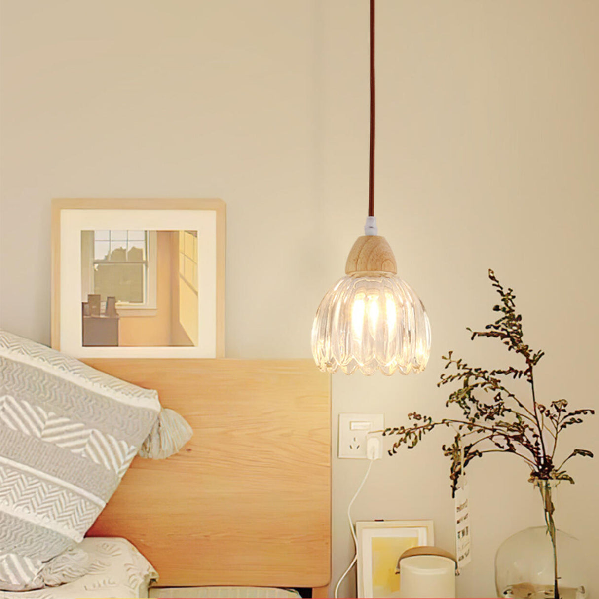 Art Deco Geometric Dome Clear Glassy Pendant Light Image - 1