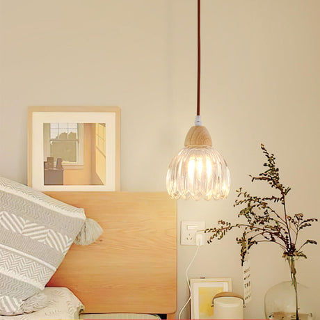 Art Deco Geometric Dome Clear Glassy Pendant Light Image - 1