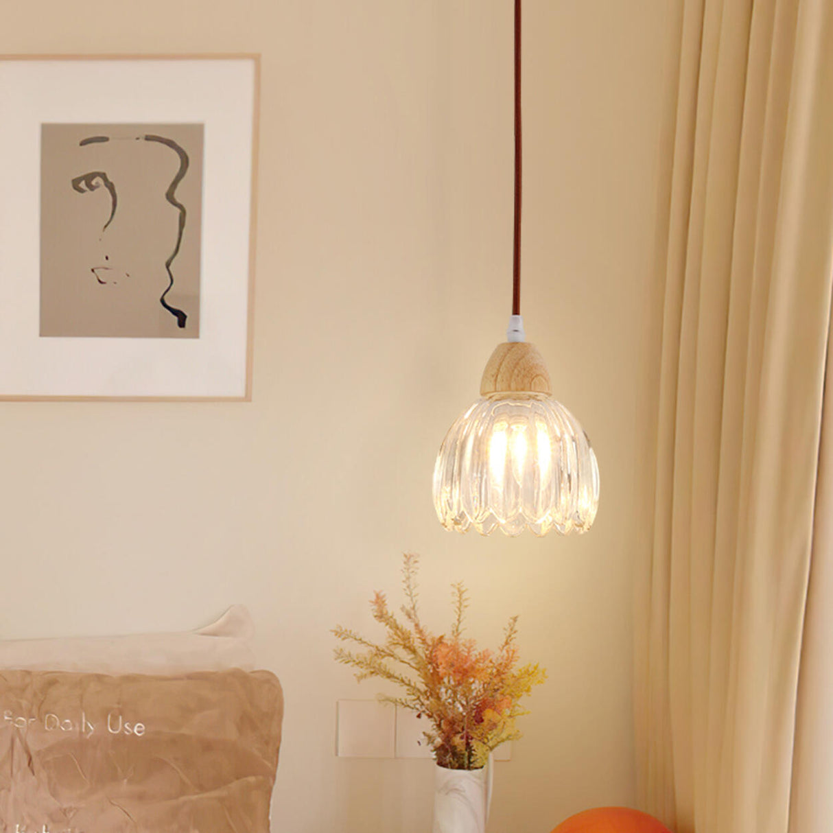 Art Deco Geometric Dome Clear Glassy Pendant Light Image - 3