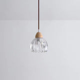 Art Deco Geometric Dome Clear Glassy Pendant Light Image - 5