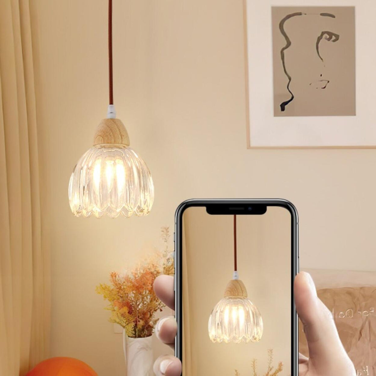 Art Deco Geometric Dome Clear Glassy Pendant Light Image - 8