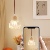 Art Deco Geometric Dome Clear Glassy Pendant Light Image - 8