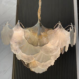 Art Deco Glass Ginkgo Leaves Pendant Chandelier Image - 10