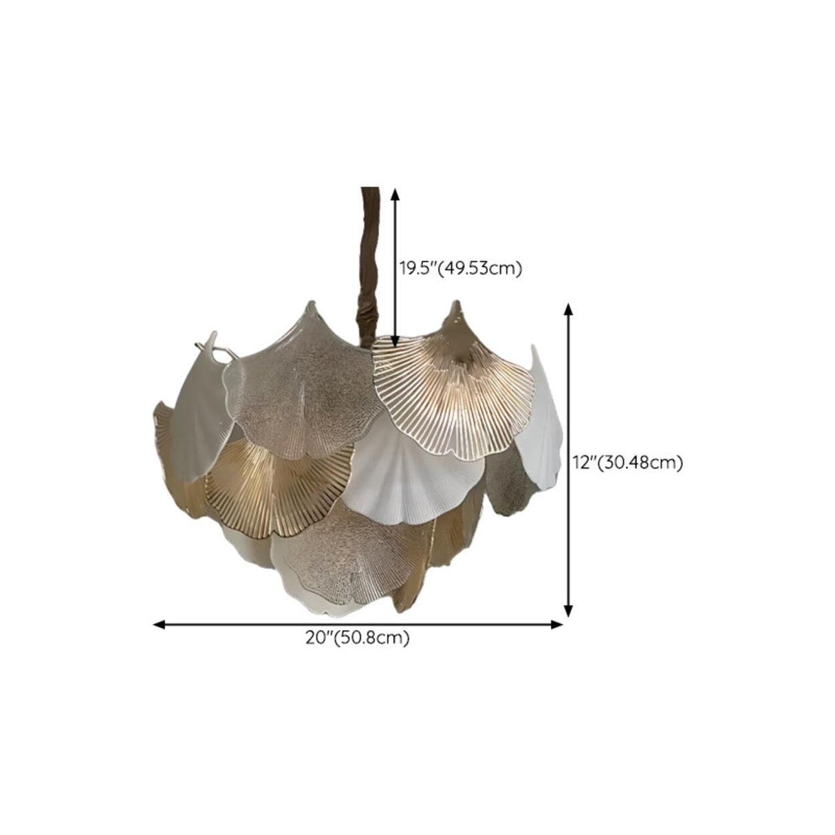 Art Deco Glass Ginkgo Leaves Pendant Chandelier Image - 14