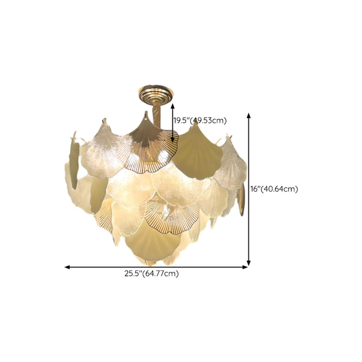 Art Deco Glass Ginkgo Leaves Pendant Chandelier Image - 15