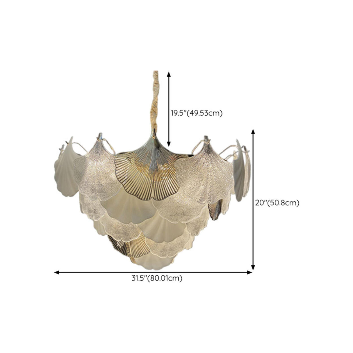 Art Deco Glass Ginkgo Leaves Pendant Chandelier Image - 16